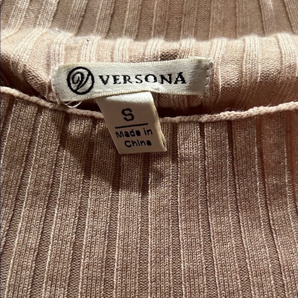 Versona Ribbed Knit Top in Beige - Picture 2 of 3